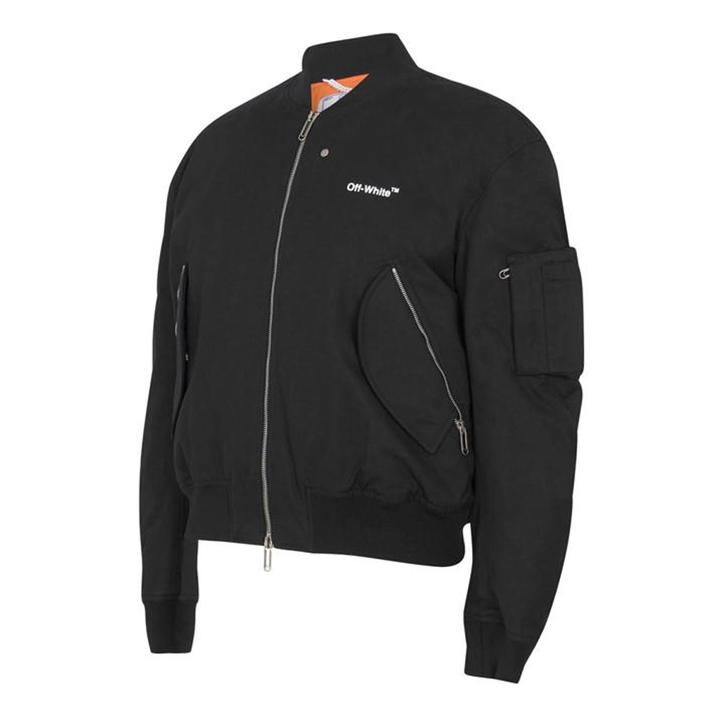 Off White Diagonal Tab Bomber Jacket - Black